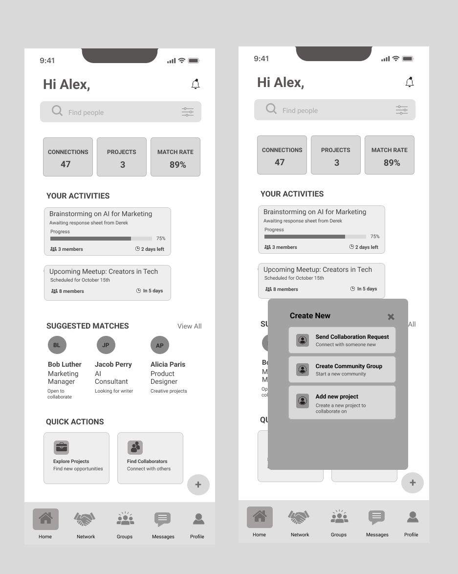 Dashboard Wireframes