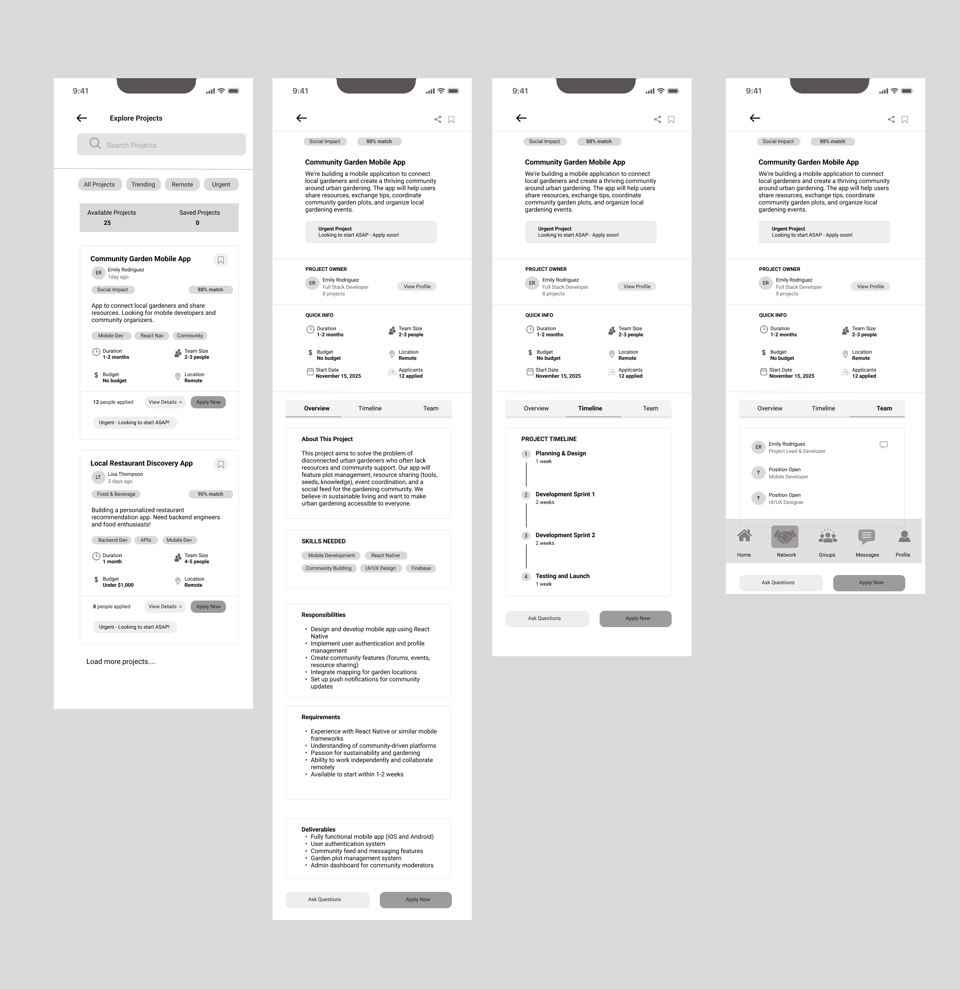 Project Wireframes